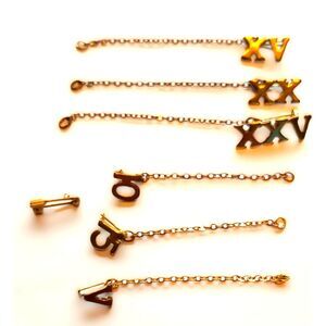 Vintage Girl Scout numeral guard pins awards lot of 7- XV XX XXV and 5 10 V